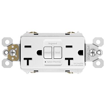 Pass & Seymour radiant® Tamper-Resistant 20A Duplex Self-Test GFCI Receptacle with SafeLock® Protection, White