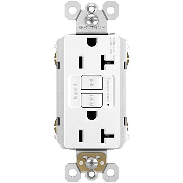 Pass & Seymour radiant® 20A Duplex Self-Test GFCI Receptacles with SafeLock® Protection, White