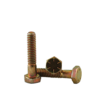7/16 in-20 x 4 in Hex Head Cap Screw Fine Thread Yellow Zinc Grade 8