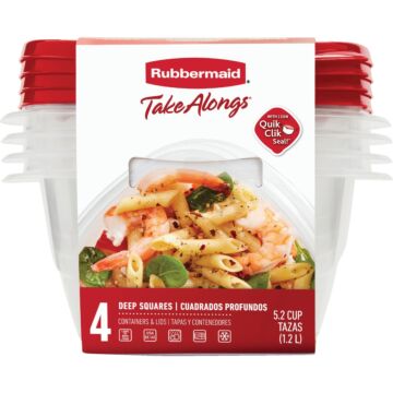 Rubbermaid TakeAlongs Square Food Storage Container with Lids (4pk) 5.2 cup