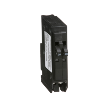 Tandem mini circuit breaker, QO, 2 x 1 pole at 20A, 120/240VAC, 10kA, plug in, consumer pack