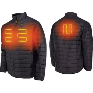 DEWALT Men's Black Puffer Heated Jacket Kit, XL