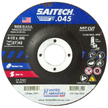 United Abrasives Cutting Wheel Sait 4-1/2 in 7/8 inSS