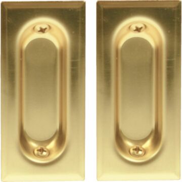 Johnson Hardware 3 In. Rectangular Brass Flush Pocket Door Pull (2-Count)