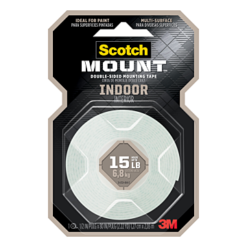 3M Scotch-Mount™ Indoor Double-Sided Mounting Tape - 1/2 in. x 80 in.