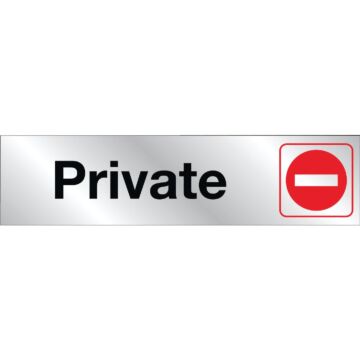 Hy-Ko 2x8 Brushed Aluminum Sign, Private