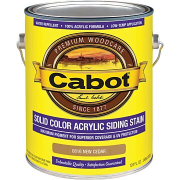 Cabot 800 Series 140.0000816.007 Solid Color Siding Stain, Natural Flat, New Cedar, Liquid, 1 gal, Can