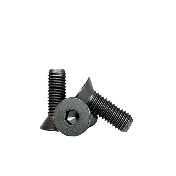 Flat Socket Cap Screw, Coarse Thread, #8-32, 3/8" Length, Thermal Black Oxide