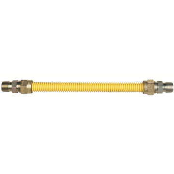 5/8 In Od, 1/2 In Id, Ss Gas Connector, 1/2 In Mip X 3/4 In Mip, 36 In Length, Yellow Coated, Bag