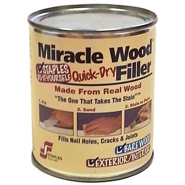 Staples Miracle Wood 902 Wood Filler, Putty, Strong Solvent, Natural, 0.5 lb