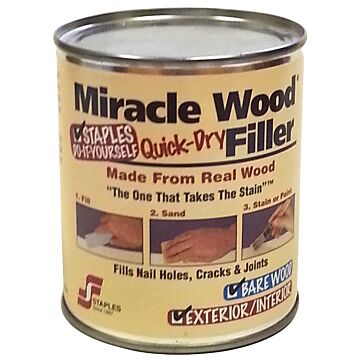 Staples Miracle Wood 903 Wood Filler, Putty, Strong Solvent, Natural, 1 lb