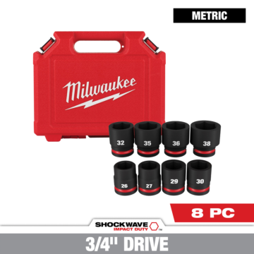 Milwaukee 8PC SHOCKWAVE™ Impact Duty 3/4" Drive Metric Standard 6 Point Socket Set