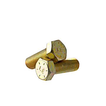 1 in-14 x 5 in Hex Head Cap Screw Fine Thread Yellow Zinc Grade 8