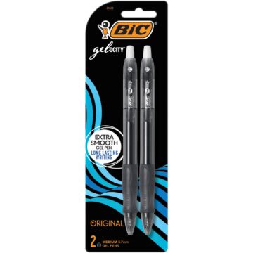 Bic Velocity Gel Medium Point Black Retractable Pen (2-Pack)