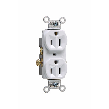 15A 125V Commercial Spec-Grade Duplex Receptacle, Side Wire, White