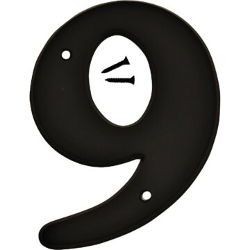 Hy-Ko 6 In. Black Gloss House Number Nine