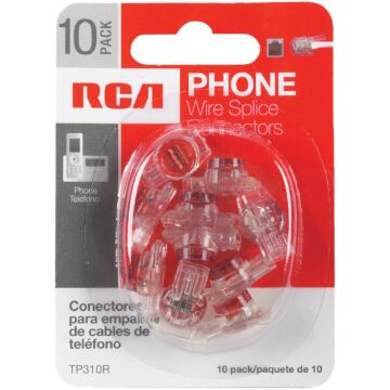 RCA Red Wire Splice Connector Phone Cord Coupler (10-Pack)