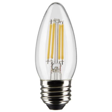 Satco 5.5 Watt B11 LED Filament - Clear - Medium Base - 2700K - 500 Lumens - 120 Volt - 2- Pack