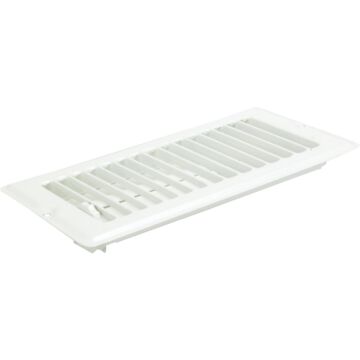 United States Hardware 4 In. x 8 In. x 9/16 In. White Steel Floor Register