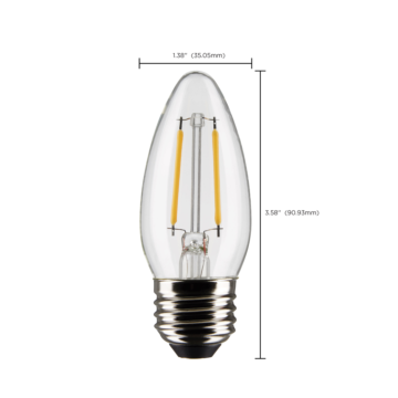 Satco 5.5 Watt B11 LED Filament - Clear - Medium Base - 2700K - 500 Lumens - 120 Volt - 2- Pack