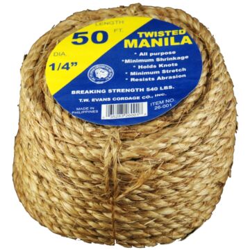 5 STAR MANILLA COILETTES 1/4"x 50 ft