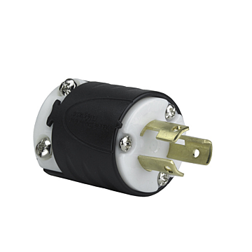 Pass & Seymour 15A NEMA L615 Plug - Black Back, White Front Body