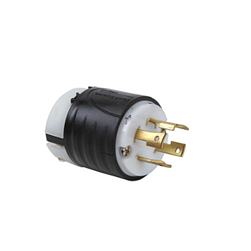 Pass & Seymour 30A NEMA L1630 Plug - Black Back, White Front Body