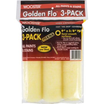 Wooster Golden Flo 9 In. x 3/8 In. Knit Fabric Roller Cover (3-Pack)