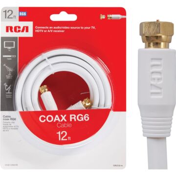 RCA 12 Ft. White Digital RG6 Coaxial Cable