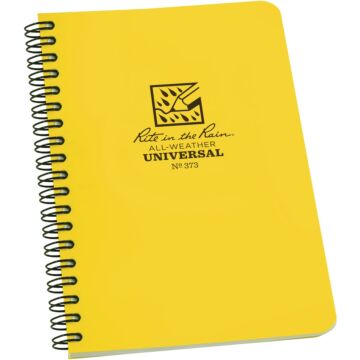 Rite in the Rain All-Weather 4-7/8 In. W x 7 In. H 32-Sheet Side-Spiral Bound Notebook, Yellow