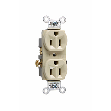 Pass & Seymour 15A 125V Commercial Spec-Grade Duplex Receptacle, Side Wire, Ivory