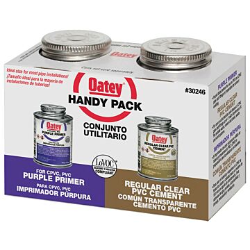 OATEY PVC Regular Clear Cement and Purple Primer Handy Pack - 4 oz each