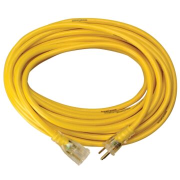 Yellow Jacket 12/3 SJTW Premium Lighted End Extension Cord (Yellow) 100 ft