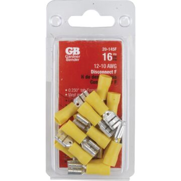 Gardner Bender 12 to 10 AWG Female Yellow Vinyl-Insulated Barrel Disconnect (16-Pack)