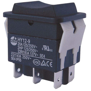 Rocker Switch DPDT 20A 125v