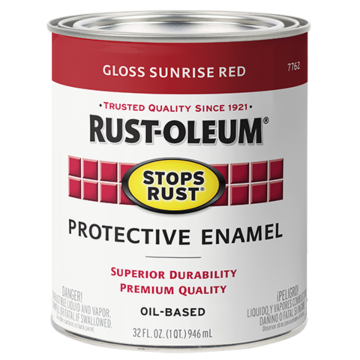 Stops Rust® Spray Paint and Rust Prevention - Protective Enamel Brush-On Paint - Quart Gloss - Gloss Sunrise Red