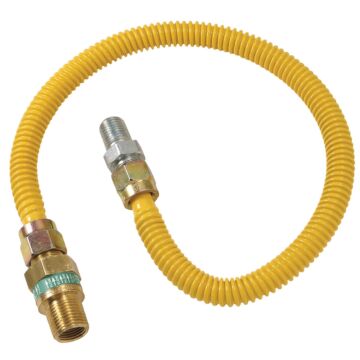 Dormont 1/2 In. OD x 36 In. Coated Stainless Steel Gas Connector, 1/2 In. MIP (Tapped 3/8 In. FIP) x 1/2 In. MIP SmartSense
