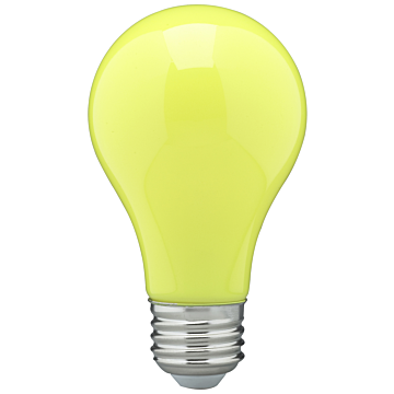 Satco 8 Watt A19 LED - Ceramic Yellow - Medium base - 360 deg. Beam Angle - 120 Volt