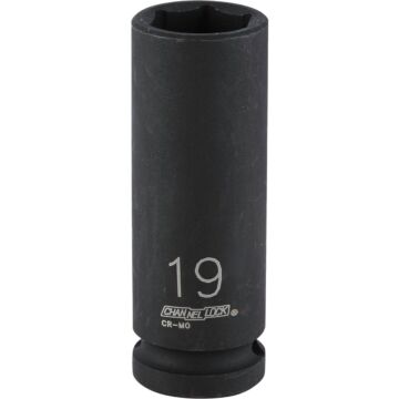 Channellock 1/2 In. Drive 19 mm 6-Point Deep Metric Impact Socket