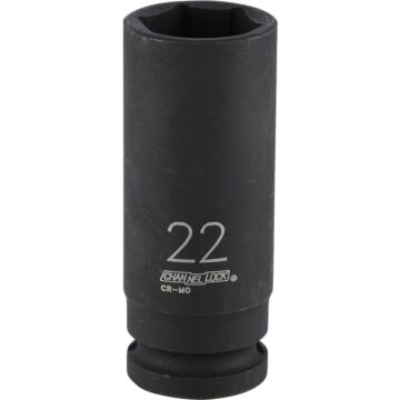Channellock 1/2 In. Drive 22 mm 6-Point Deep Metric Impact Socket