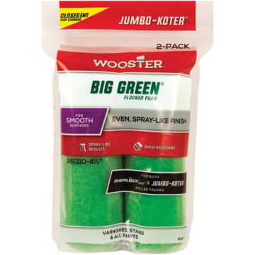 WOOSTER Jumbo-Koter Big Green Mini Foam Roller Cover (2pk) 4-1/2 in. x 3/8 in.  Nap