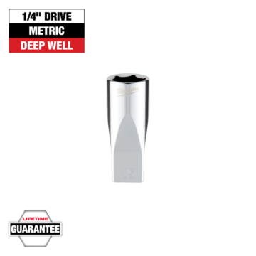 Milwaukee 1/4" Drive 15mm Metric Deep Socket with FOUR FLAT™ Sides