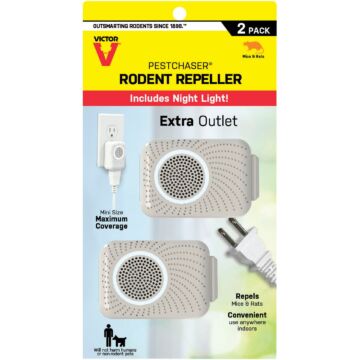Victor Pestchaser Rodent Repellent with Nightlight & Extra Outlet – 2 Units