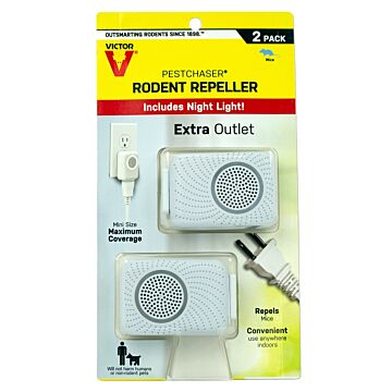 Victor Pestchaser Rodent Repellent with Nightlight & Extra Outlet – 2 Units