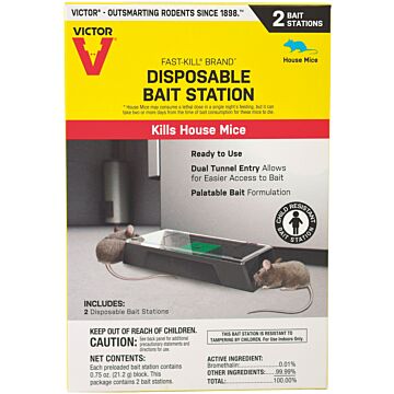 Victor Fast-Kill Brand Disposable Mouse Bait Station - 2 Pack