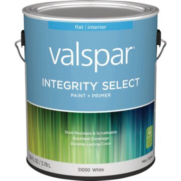  Valspar Integrity Select Paint & Primer Flat Interior Paint, White, 1 Gal.