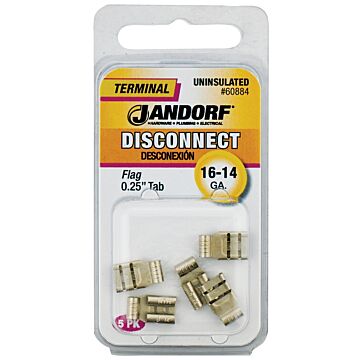 Jandorf 60884 Disconnect Terminal, 16 to 14 AWG Wire, Copper Contact, 5/PK
