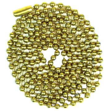 Jandorf 94993 Beaded Chain with Connector, 3 ft L, Solid Brass, Yellow
