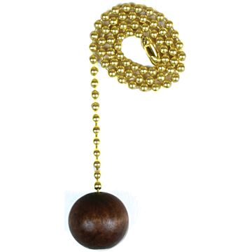 Jandorf 60312 Pull Chain, 12 in L Chain, Brass, Walnut