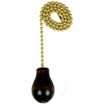 Jandorf 60318 Pull Chain, 12 in L Chain, Brass/Wood, Walnut